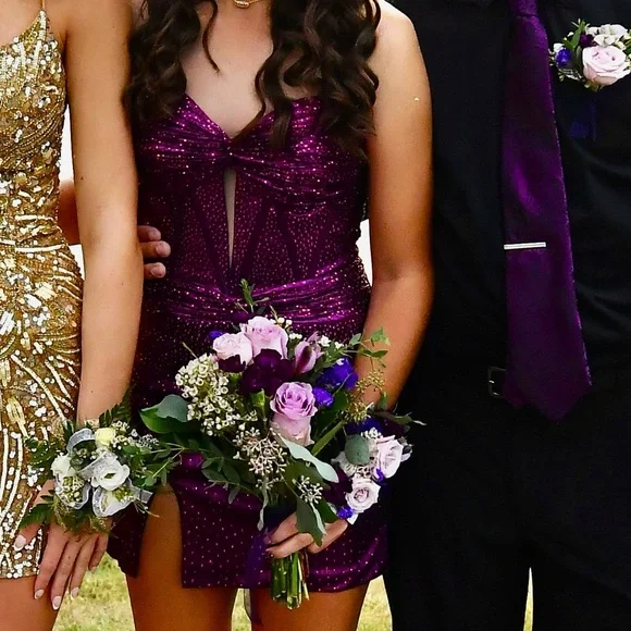 Sparkle Strapless hoco Dress in Deep Purple - Picture 5 of 6